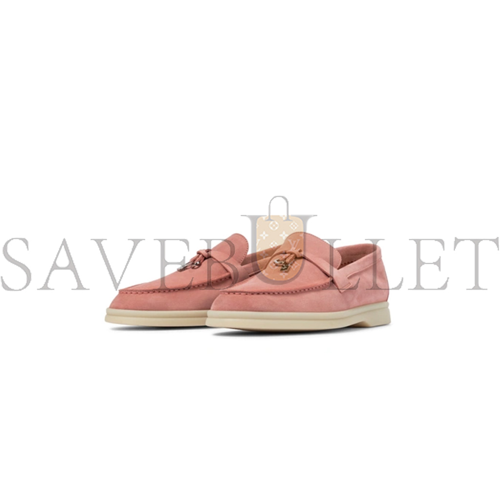 LORO PIANA SUMMER CHARMS WALK SUEDE LOAFERS IN PINK FAN1518